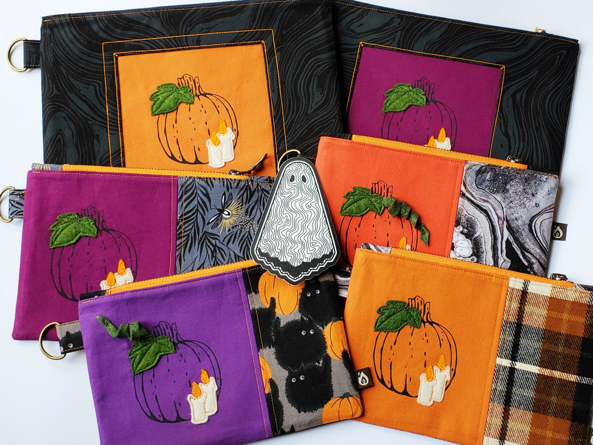 OOAK Pumpkin Zippered Pouches – Fireside Textiles