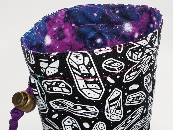 Black Crystals and Space Drawstring Bag