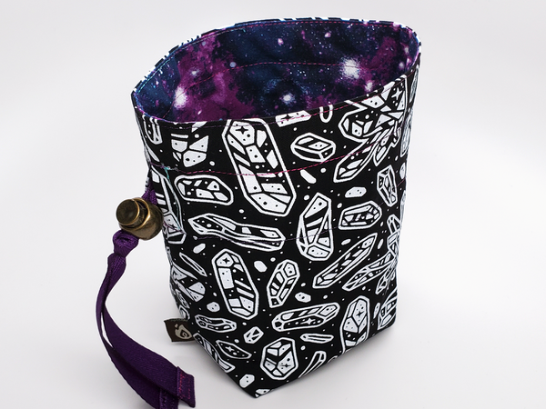 Black Crystals and Space Drawstring Bag