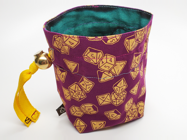 Purple Dice and Teal Watercolor Drawstring Bag