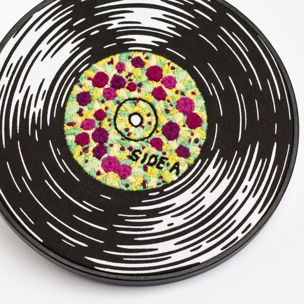Vinyl Record with Flowers