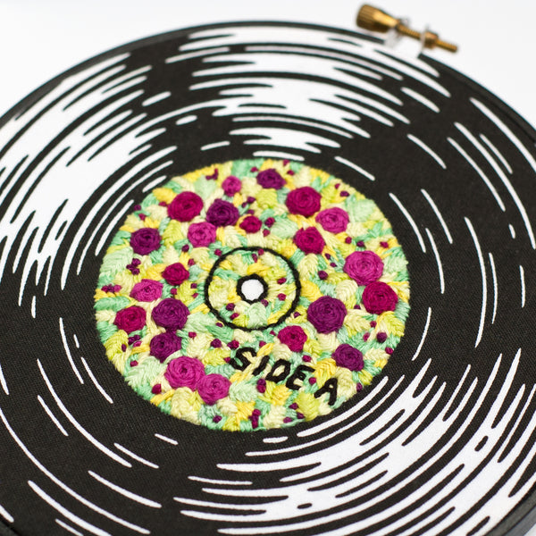 Vinyl Record with Flowers